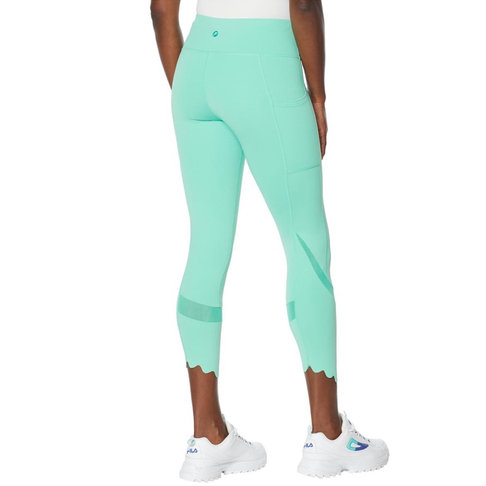 FILA Dreama Athletic Workout Cropped Tight Leggings  Mesh Cutouts/Jade Cream NEW - Picture 14 of 15